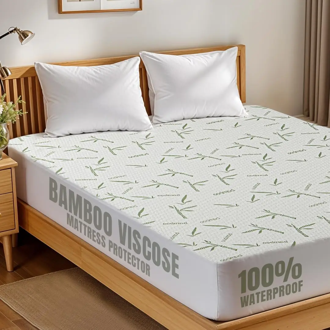 

Waterproof Cooling Mattr Protector Queen Size, 200 Gsm Viscose Made From Bamboo Mattr Cover, Fits 17 Hes Deep, Fitted Style