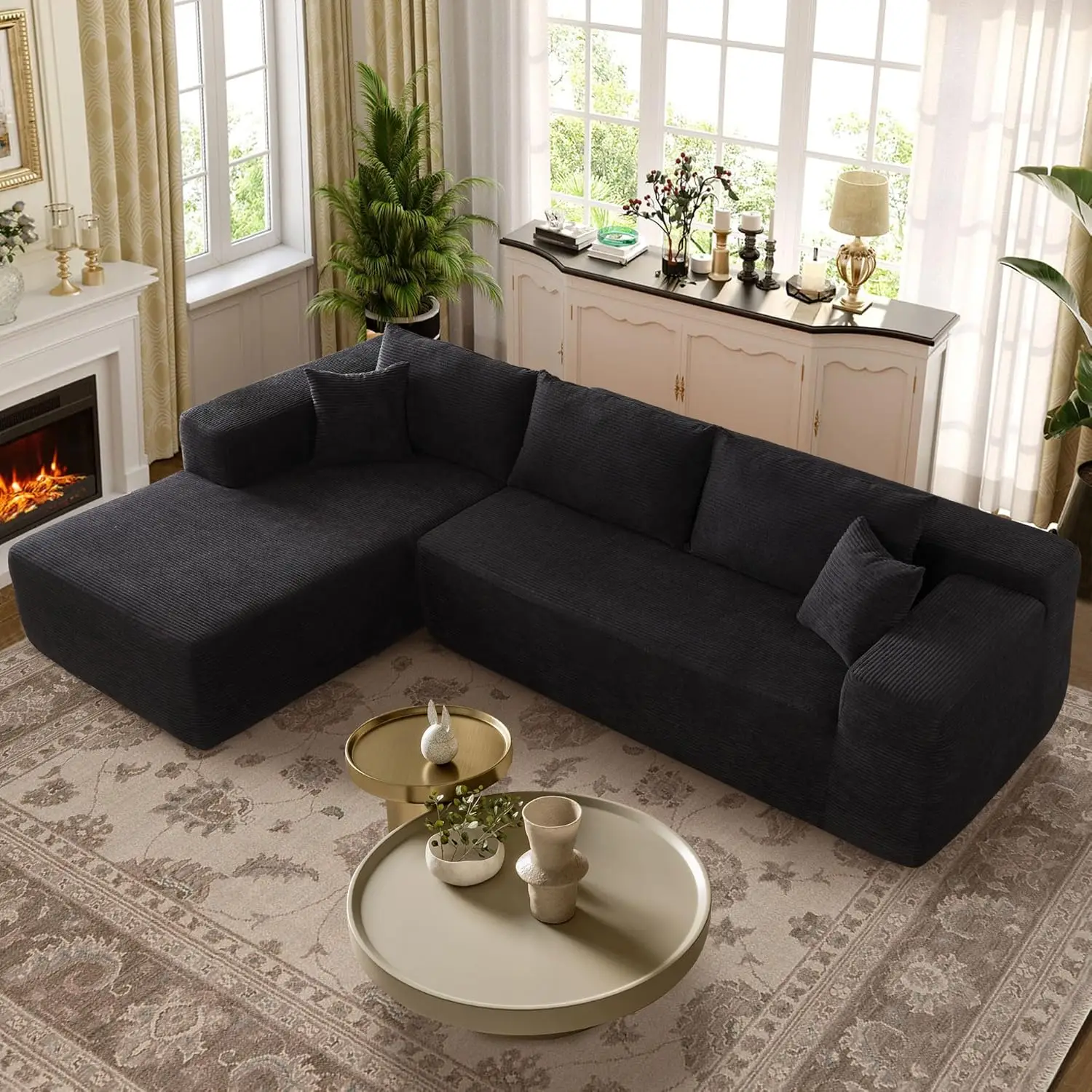 

Sofa Couch,L-Shape Upholstered Cloud Couch,Couches for Living Room,Deep Seat Corner Couch,Left Facing Chaise