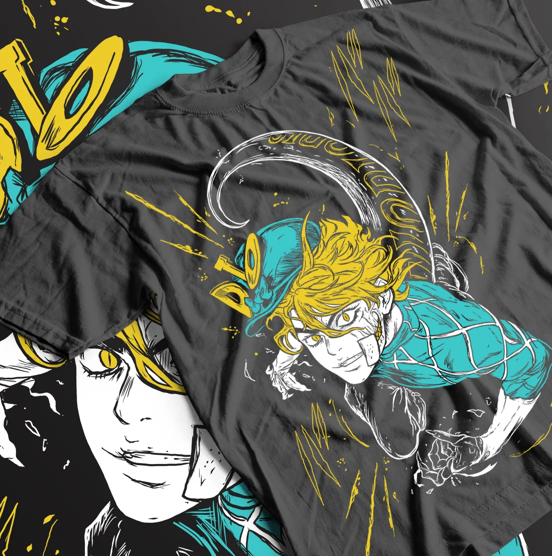 Jojo s Bizarre Diego Brando T-shirt Anime Manga Graphic Tee All Size Black Shirt