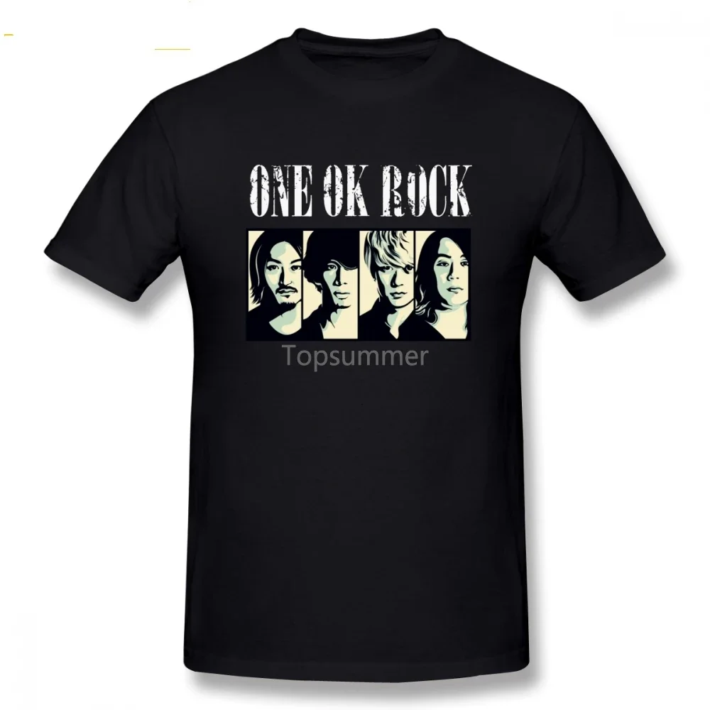 One Ok Rock Rock Band T Shirt Cool Men'S T-Shirts Cotton Crewneck Big Size Short Sleeve Custom T Shirts