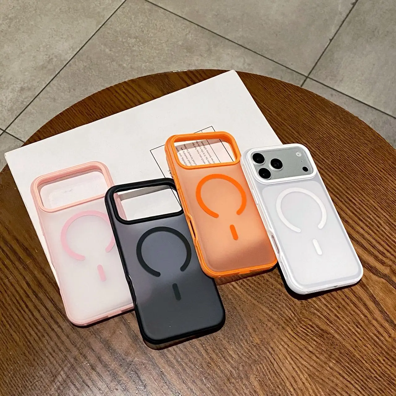 

For iPhone 17 Pro Max Case Pink Lafa Series Magnetic Dual Bumper Frame Anti-Slip Minimalist Light Luxury Cover with iphone 16