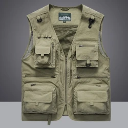 7XL 14 Pockets Summer New Men US Tactical Hiking Fishing Vest Man Photographer Waistcoat Mesh Cargo Sleeveless Jacket Tool Vest