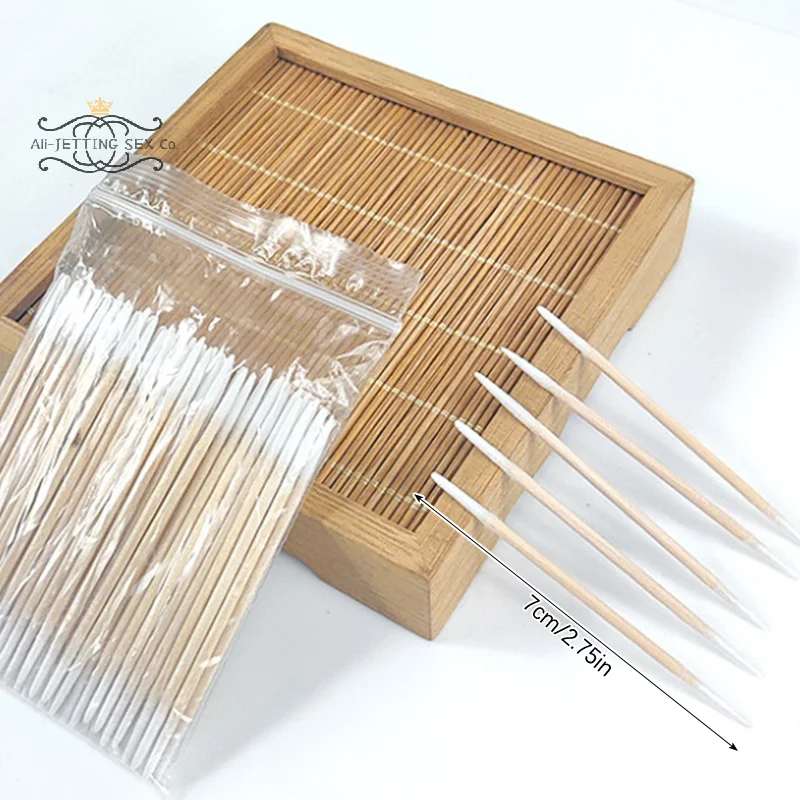 二尖使い捨て超小型綿棒ブラシ糸くずの出ないマイクロウッドメイクブラシまつげエクステンション接着剤除去ツール