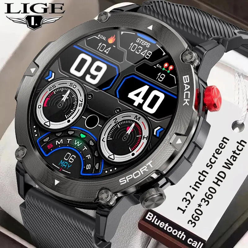 Lige smart watch männer bluetooth call smartwatch man ip68 wasserdicht 360 hd bildschirm 15 tage standby für android ios reloj hombre