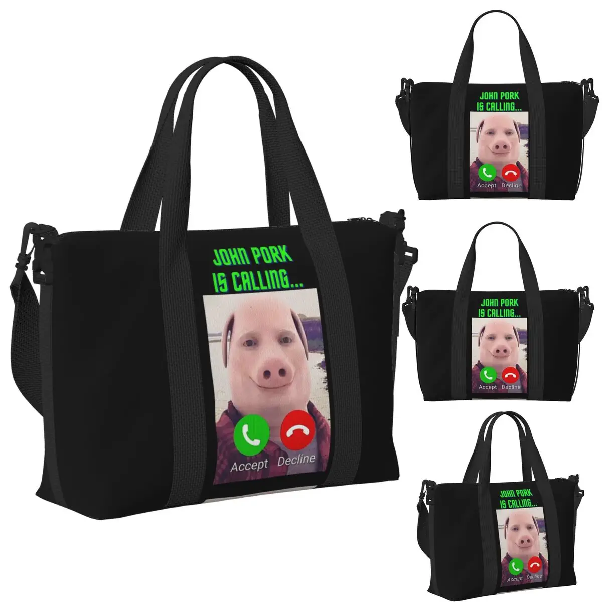 

Пляжная дорожная сумка John Pork Is Call, большая вместительная сумка для тренажерного зала, йоги, женская дорожная сумка для покупок, сумка на плечо