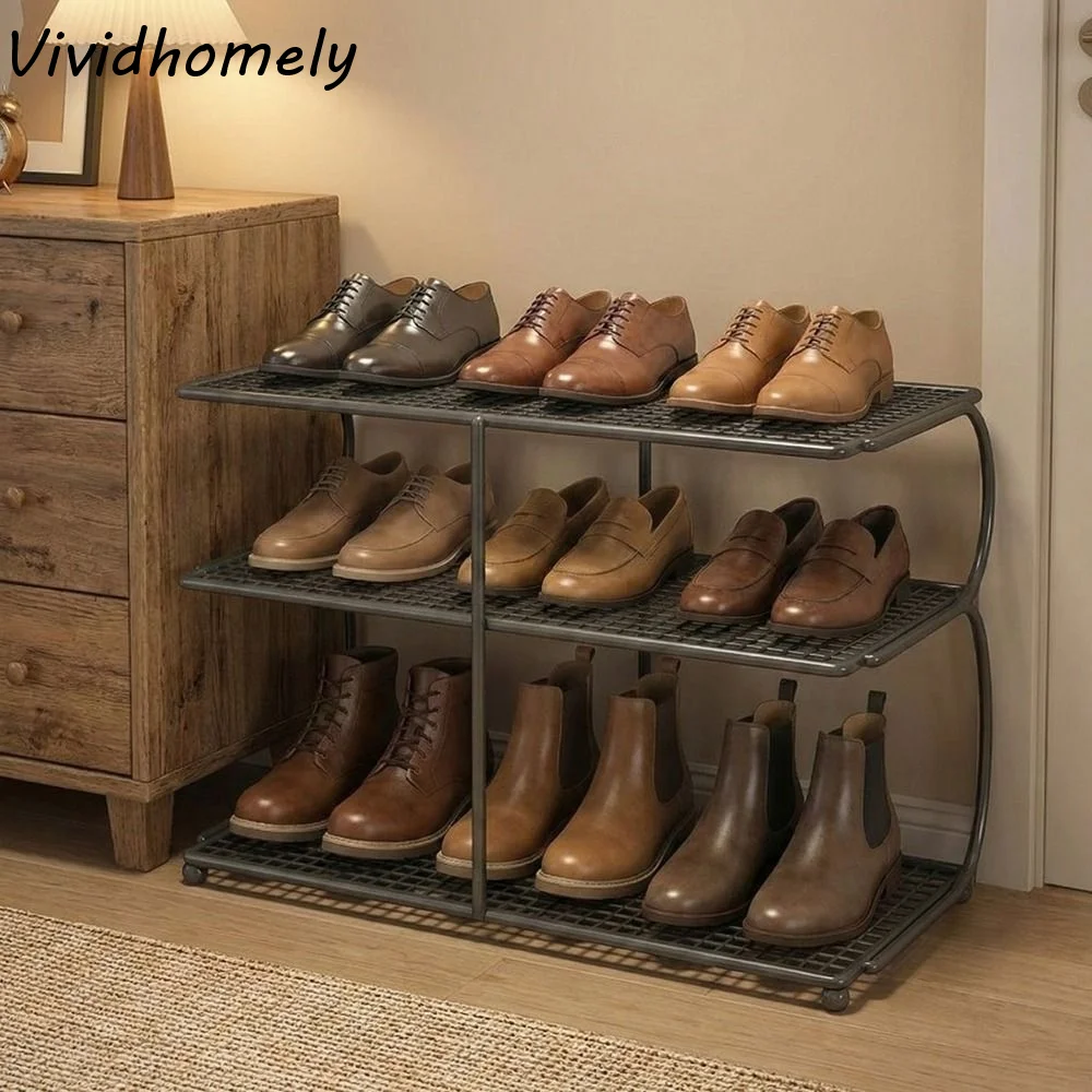 

Металлическая многоярусная полка для обуви большой вместимости, простая, компактная, для прихожей