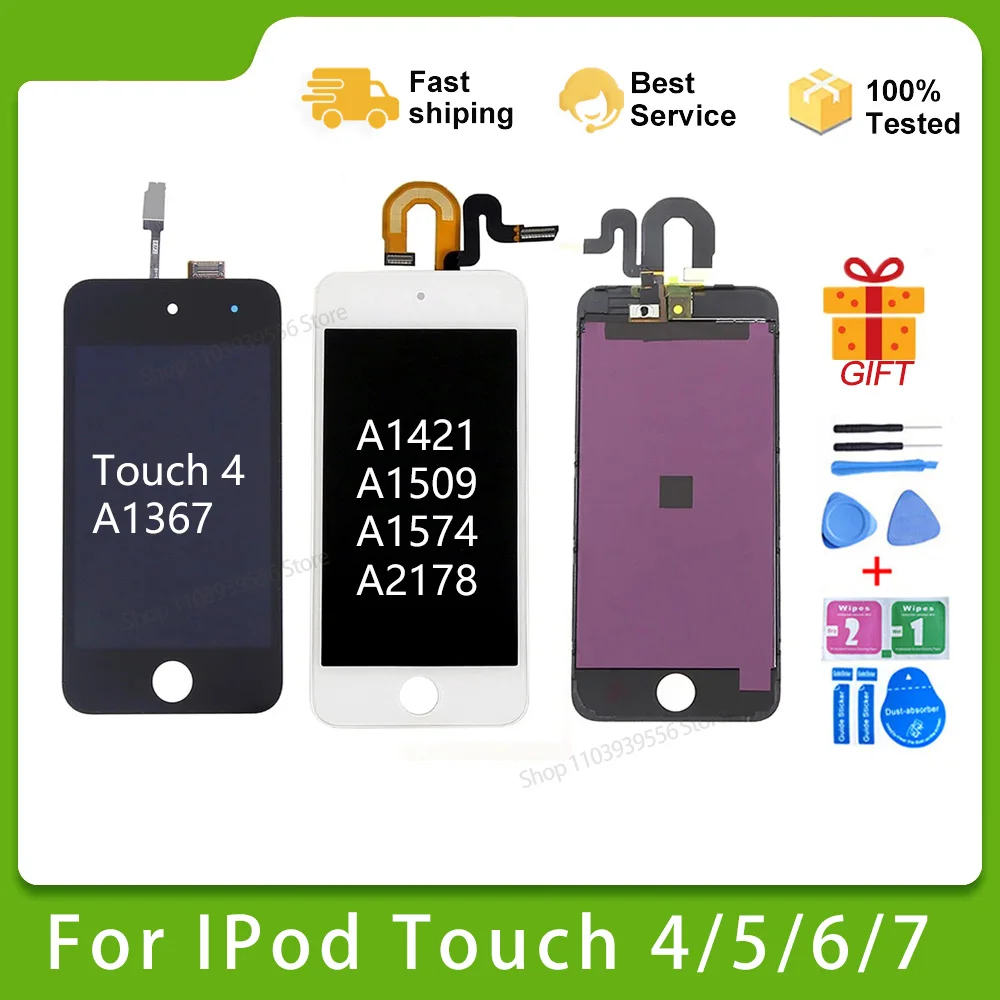 Tested LCD Display And touch Screen Assembly For Ipod Touch 4 A1367 5 5th A1509 A1421/ 6th A1574 / 7th A2178 Repair lcd Panel