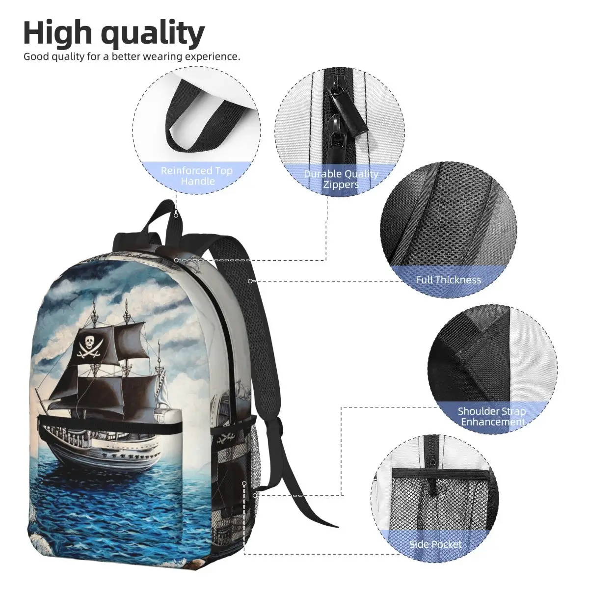 Lost Pirate Kingdom Backpack Boys Girls BookBag Kids School Bag Computer Shoulder Bags for Men Women