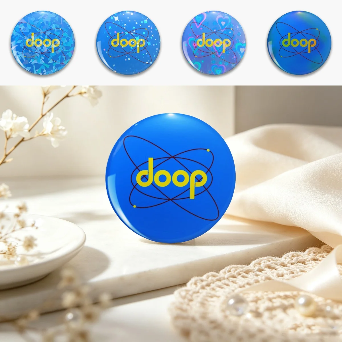 Doop Logo - Futurama Pin Holographic Star Heart Pin Brooches Laminated Button Fashion Accessory