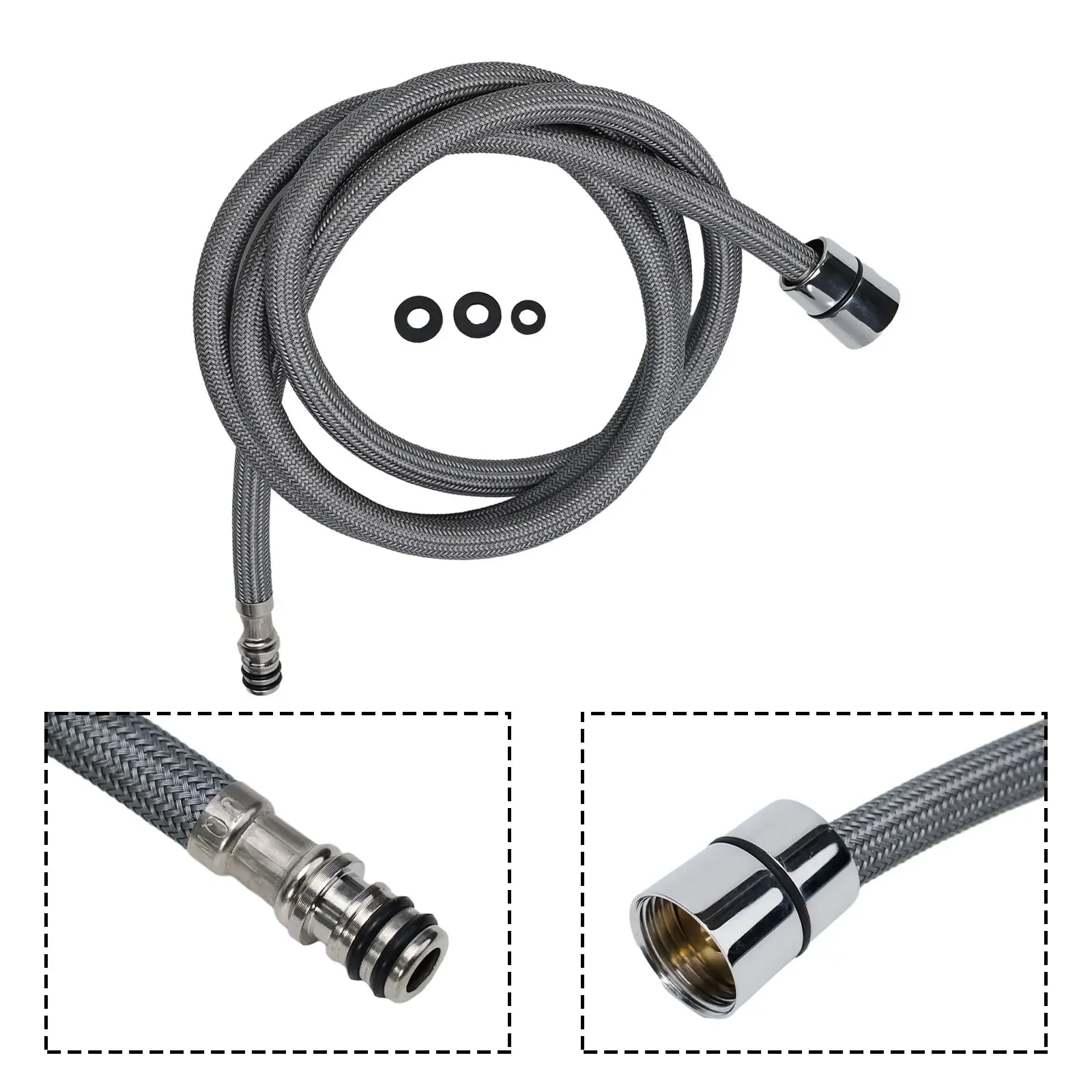 Metal And Nylon Faucet Hose Replacement Easy And Quick Installation Compatible With For Hansgrohe And Kitchen Faucets