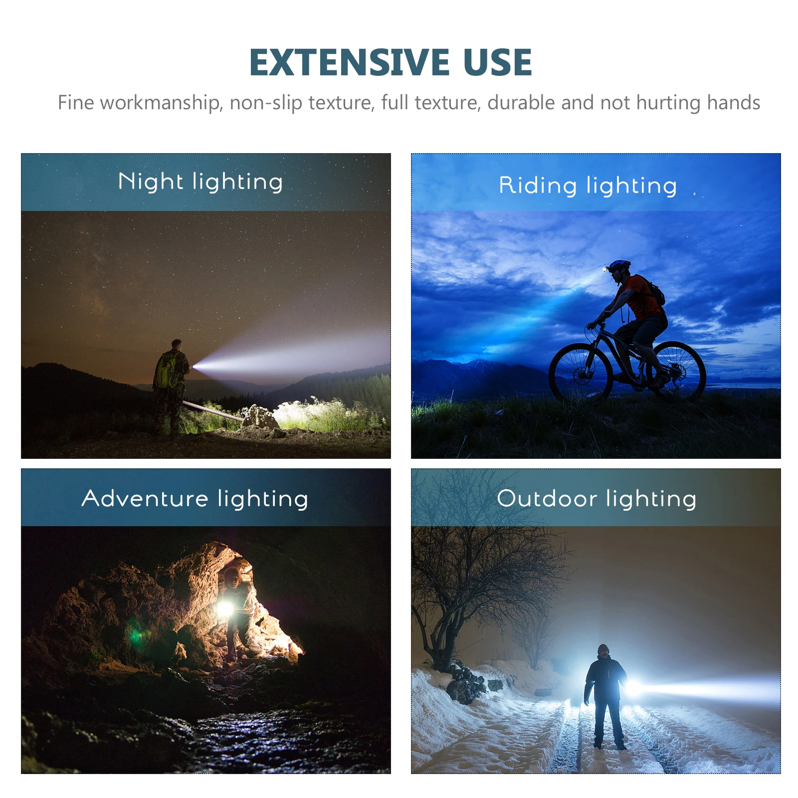 

LED Flashlight 500LM Ultra Bright Rechargeable 1200mAh USB Camping Fishing Black Head Circle Waterproof Small Torch