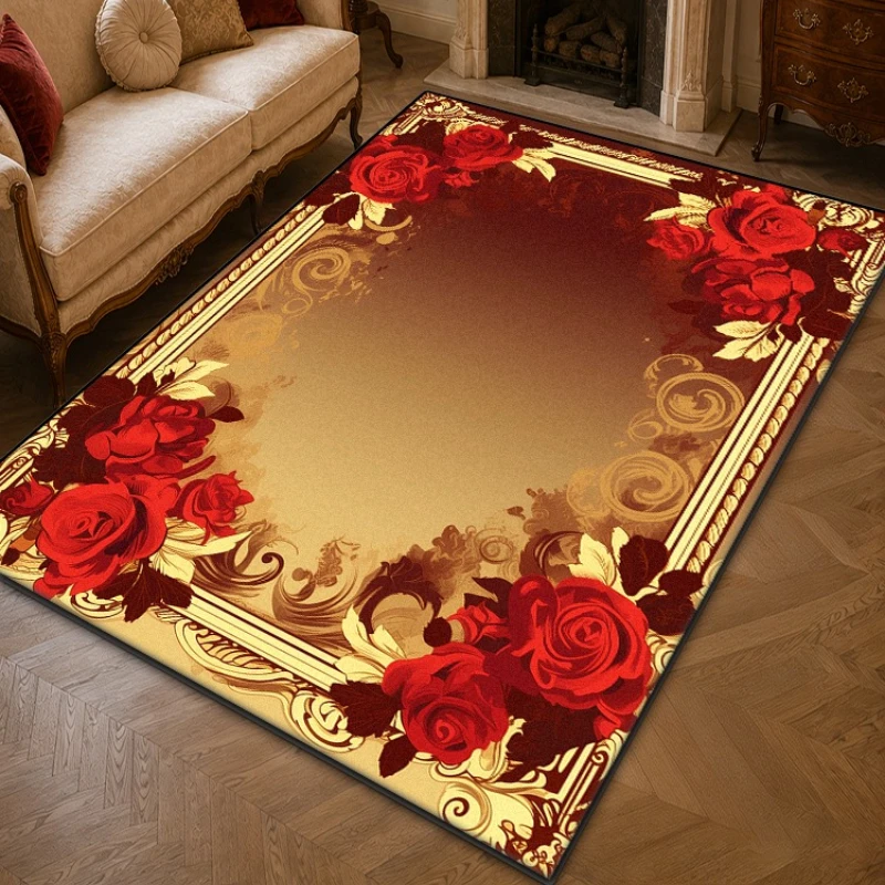 Rich Tone Rococo Royal Palace Style Large Area Living Room Rug Non-slip Durable Reception Room Carpet Easy Cleaning Fluffy Mat