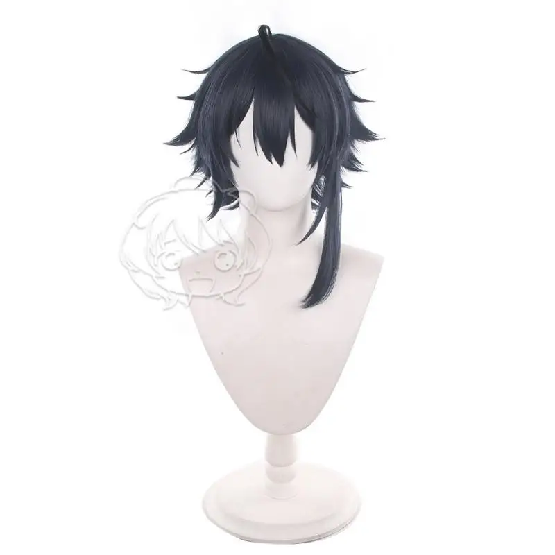 Anime Arknights Vigil Herren Cosplay Perücken Kostüme Kopfbedeckung 40cm Lange Simulierte Kopfhaut Dicke Gemischte Voluminöse Langhaar-Perücken – Detail 3