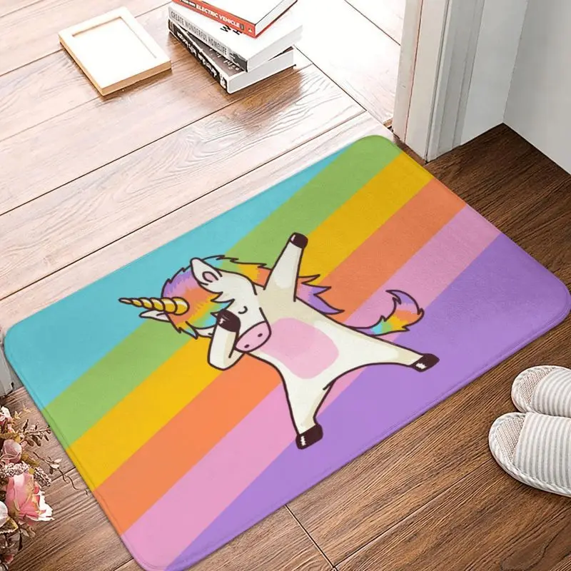 Custom Dabbing Unicorn Hip Hop Dab Pose Doormat Non-Slip Entrance Bathroom Kitchen Door Floor Mat Garage Rug Carpet Footpad