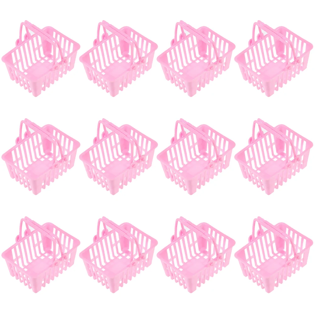 12 Pcs Mini Shopping Basket Toys for Kids Baskets Plastic Small Play House Decorate