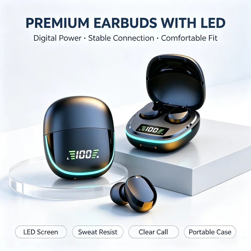 New TWS Wireless Bluetooth Headset 5.3 Earphone Bluetooth Sport Inear Earbuds Headset with Mic apply to smartphones