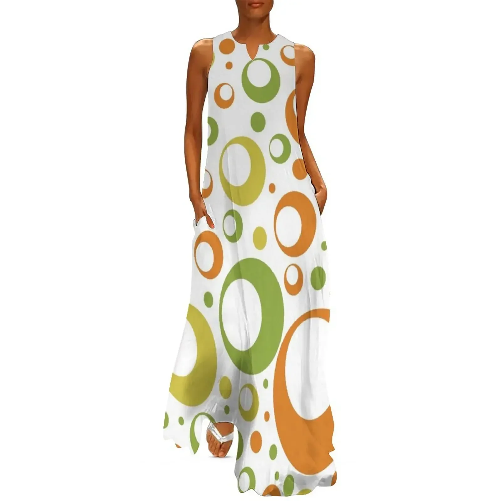 

Retro 60s Pattern Long Dress summer dress womens 2025 women evening dress summer dresses