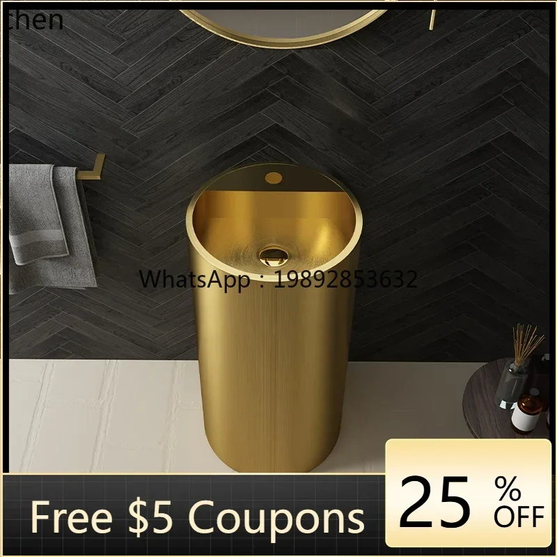 

YSround stainless steel column type washbasin hotel homestay washbasin integrated floor pool