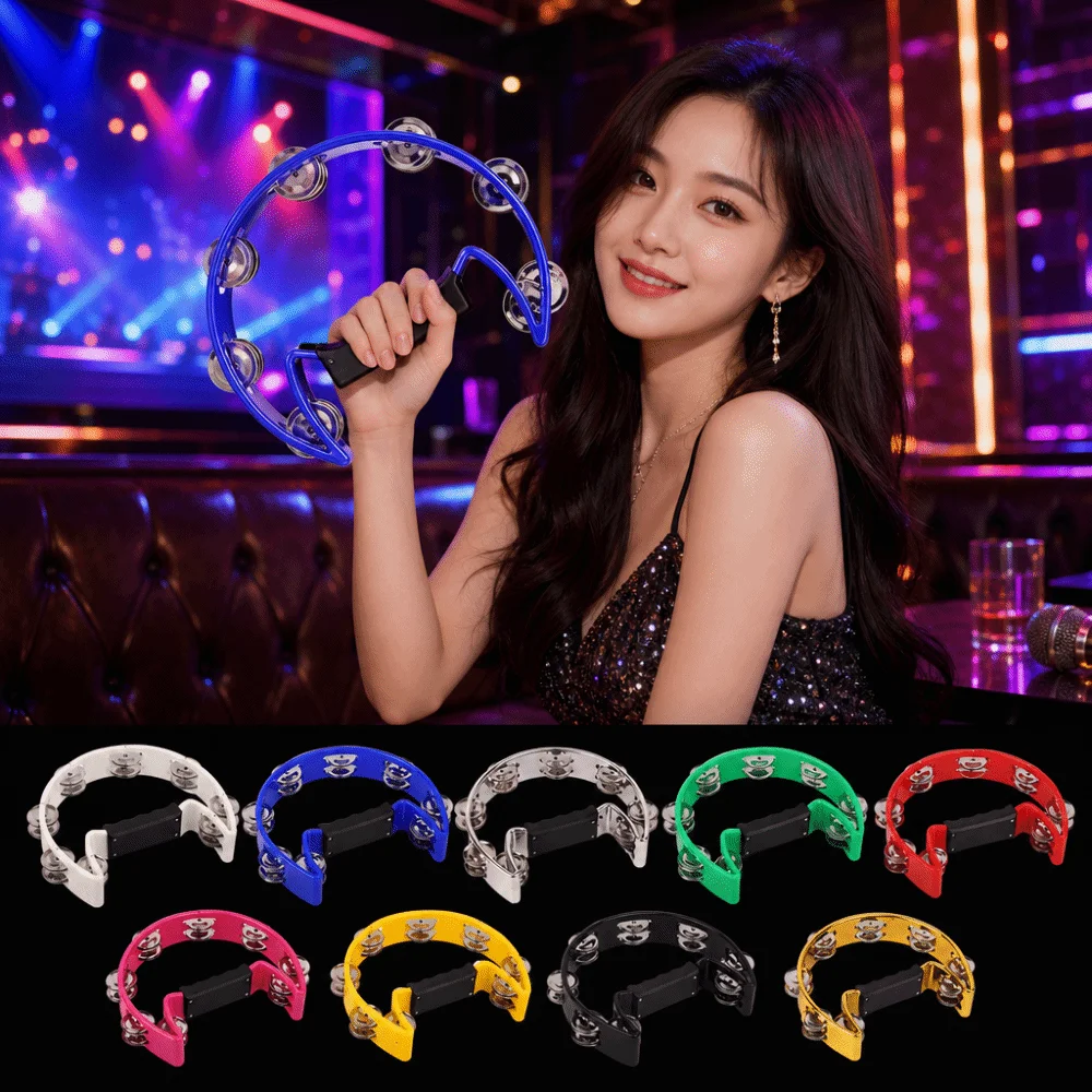 Children's Bright Sound Handheld Jingle Bells Portable Hand Shake Half Moon Handbell Professional Durable Orff Tambourine