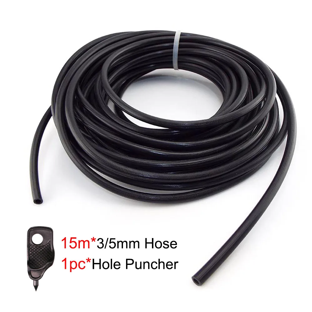 15M Garden Watering 3/5mm Hose Irrigation Pipe 1/8'' Tubing 4mm Puncher Plant Flower Drip Dripper Sprinkler Tube Gardenhouse D2