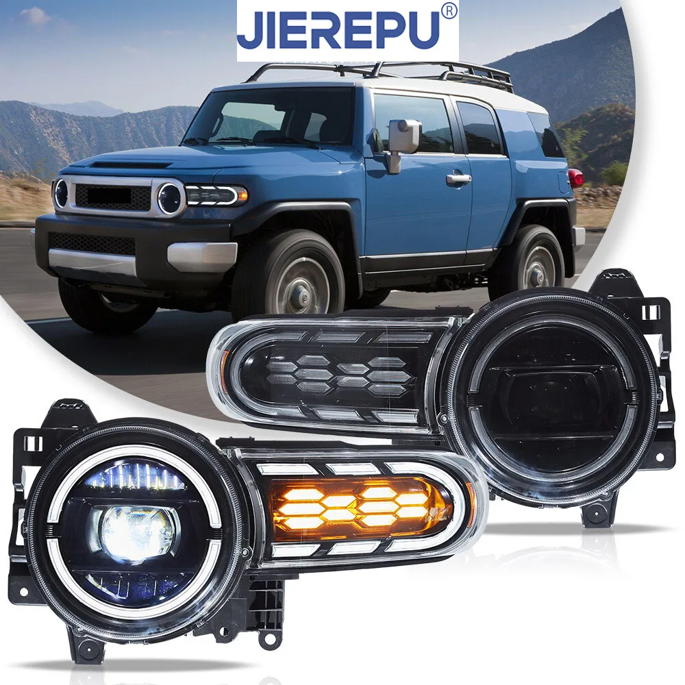 

1 пара указателей поворота для Toyota FJ Cruiser 2007-2014 годов, полностью светодиодные фары проектора с последовательностью