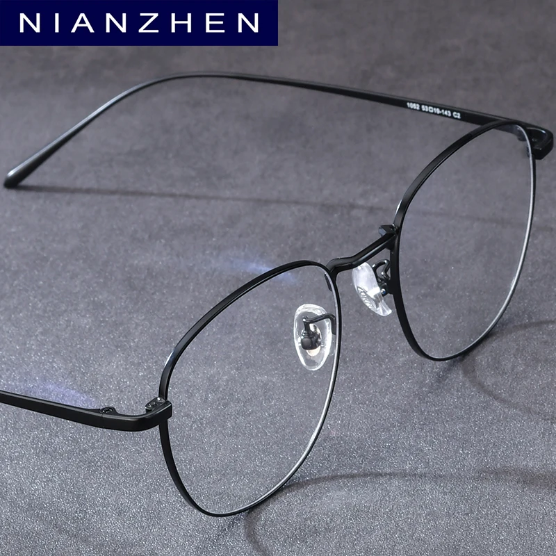 nianzhen-チタン合金製メガネフレーム。男性用、丸型、ブランドデザイン。女性用、超軽量、日本のレトロスタイル。モデル番号：1052。
