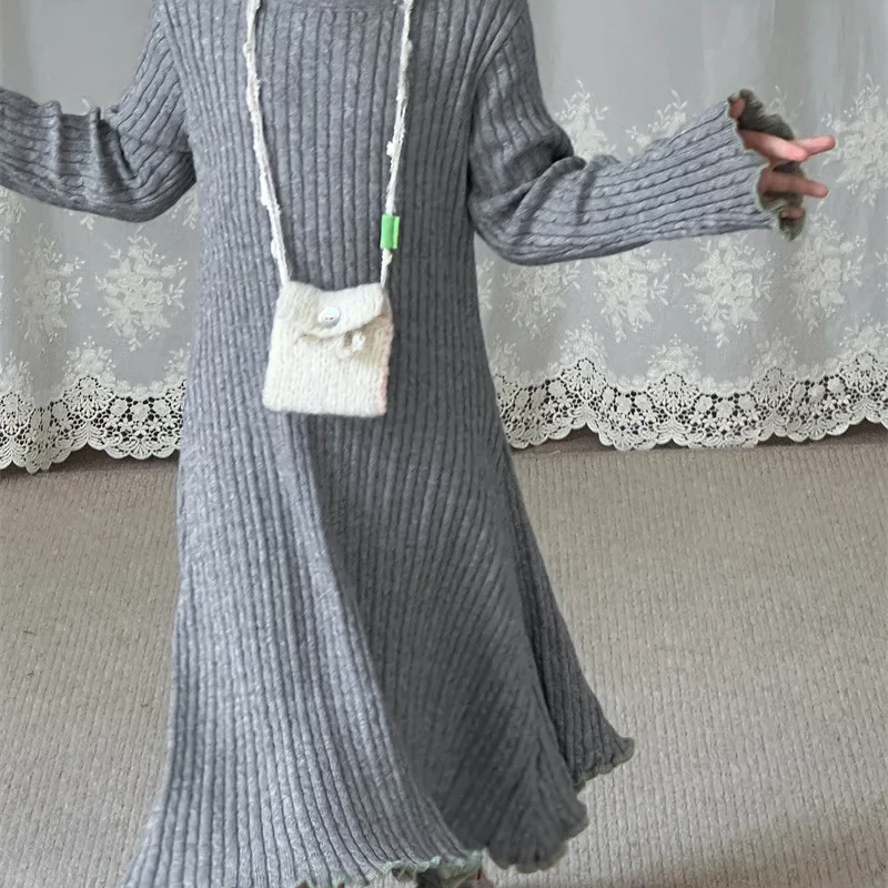 

25Autumn New Girls' Wool Blend Soft Knitted Dress Sample Dress