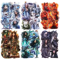 40Pcs Gothic Witch Scrapbook Stickers, Vintage & Aesthetic PET Stickers for Scrapbooking, DIY Crafts, Waterproof