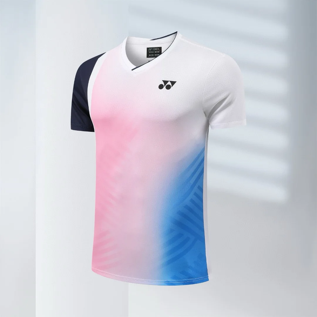 YONEX ملابس كرة الريشة للجنسين زوجين ملابس رياضية للجري سريعة الجفاف بأكمام قصيرة تي شيرت علوي ملابس تنس