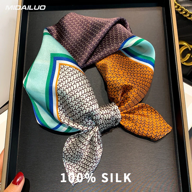 

100% Mulberry Silk Square Scarf 20.87x20.87 Inch Breathable Decorative Headscarf Elegant Accessory Non-Stretch for Outdoor Use