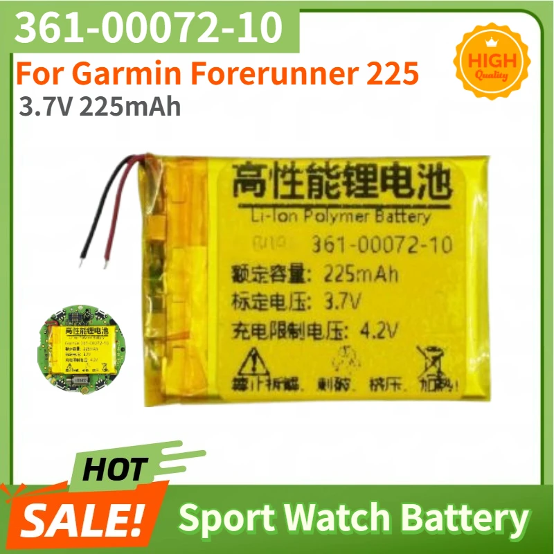 

361-00072-10 Высококачественная батарея для спортивных часов 3.7V 225mAh для Garmin Forerunner 225, новая сменная батарея