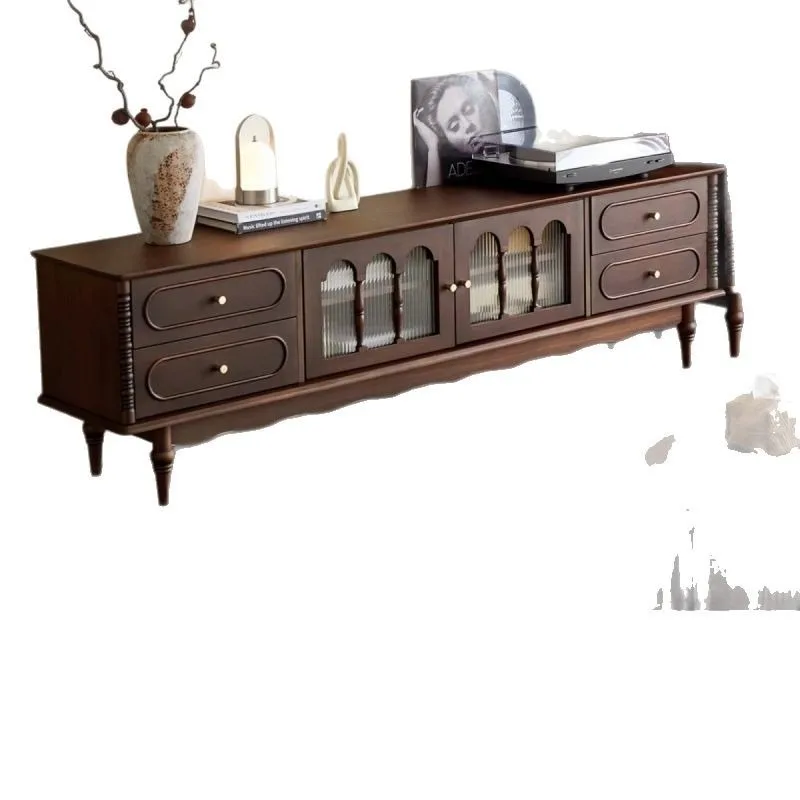 Solid wood French retro coffee table American living room floor TV cabinet locker combination storage new Internet