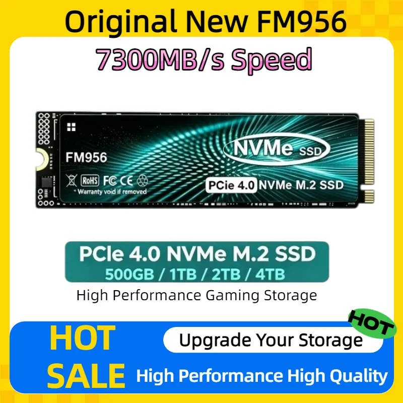 FM956 SSD M.2 NVMe Internal Solid State Drive High Speed 7300MB/s PCIe 4.0 Gaming Drive Works for PS 5 Laptop PC Hard Disk