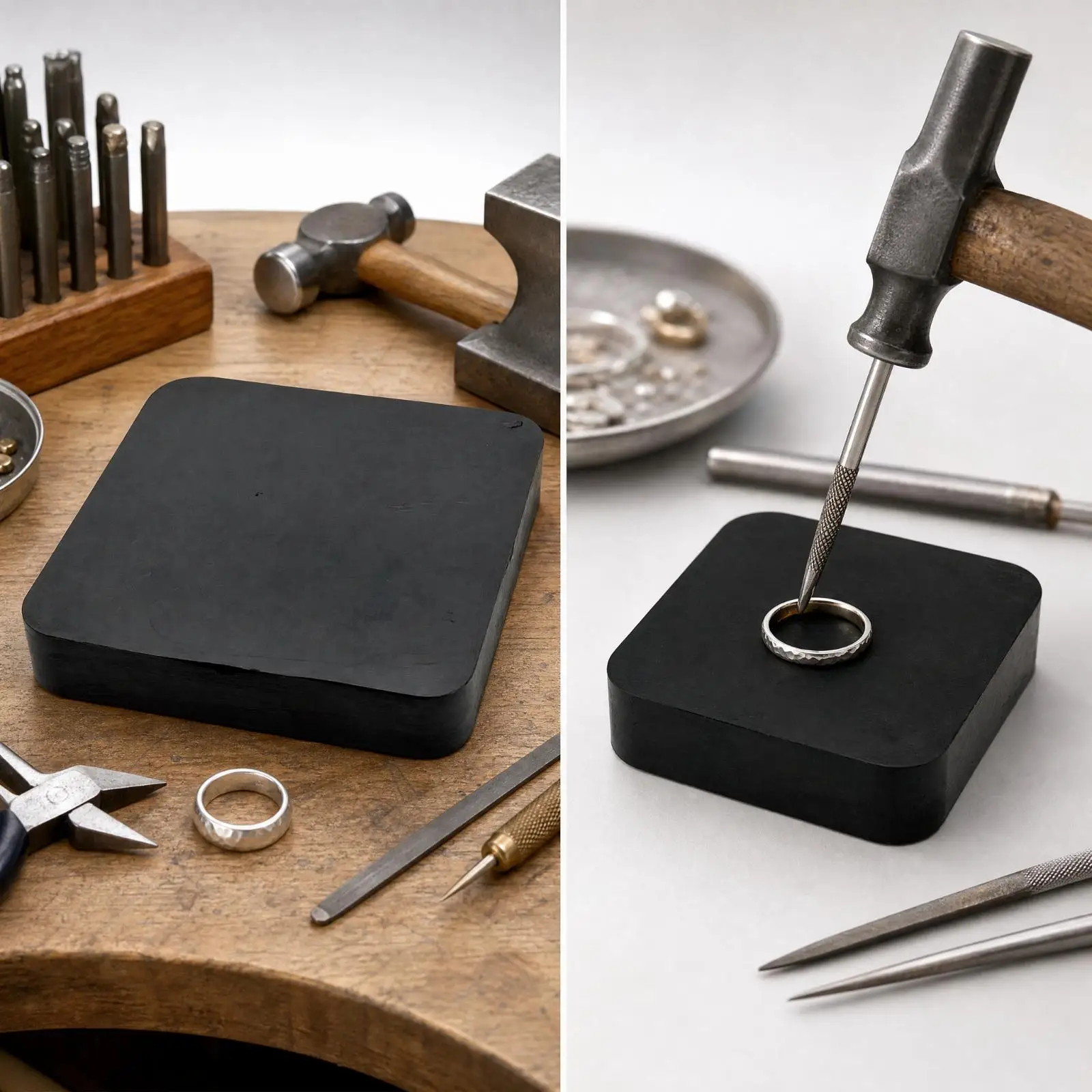Metal Craft Rubber Pad for Jewelry Workbench Stamping Block Cushioned Hammering Surface Jeweler Tool for Reshaping Forming and