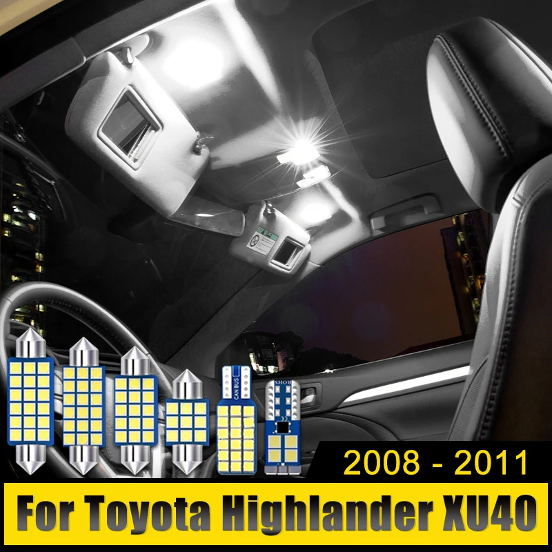 For Toyota Highlander XU40 Kluger 2008 2009 2010 2011 5PCS 12V LED Car Bulbs Interior Dome Map Lamps Reading Lights Accessories