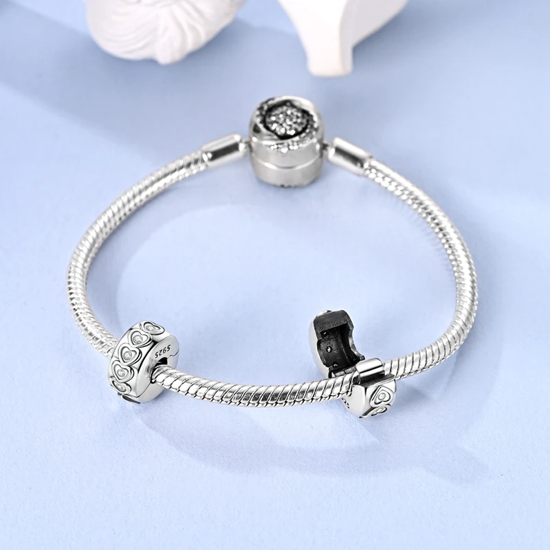 Lnlaid With Zircon Starry Sky Isolation 925 Sterling Silver Fashion Dog Paw Clip Beads Series Fit DIY Charms Bracelets Jewelry