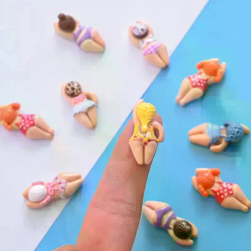 7/14pcs Cute Bikini Girl Mini Resin Figurines Swimming Figure DIY Crafts Phone Case Decoration Scrapbooking Desktop Decor