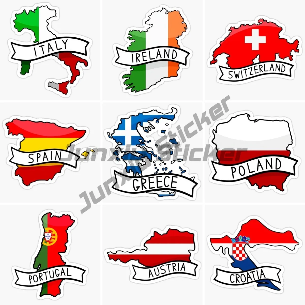 

Italy Greece Ailan Switzerland Spain Poland Austria Portugal Carotia National Map Car Stickers Vinyl Self Adhesive Waterproof