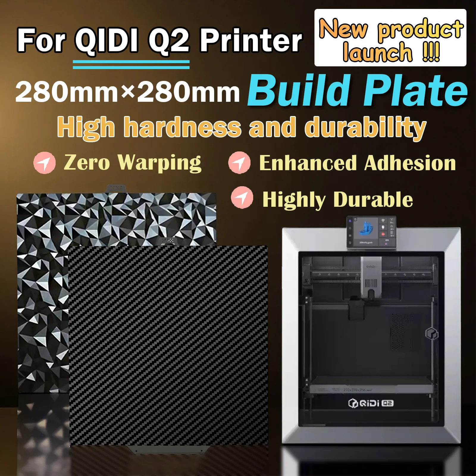 

Q2 QIDI Build Plate For Qidi Q2 PEO PET Carbon Fiber Spring Steel Steel Newly launch QIDI Q2 3D Printer Hot Bed Printing Parts