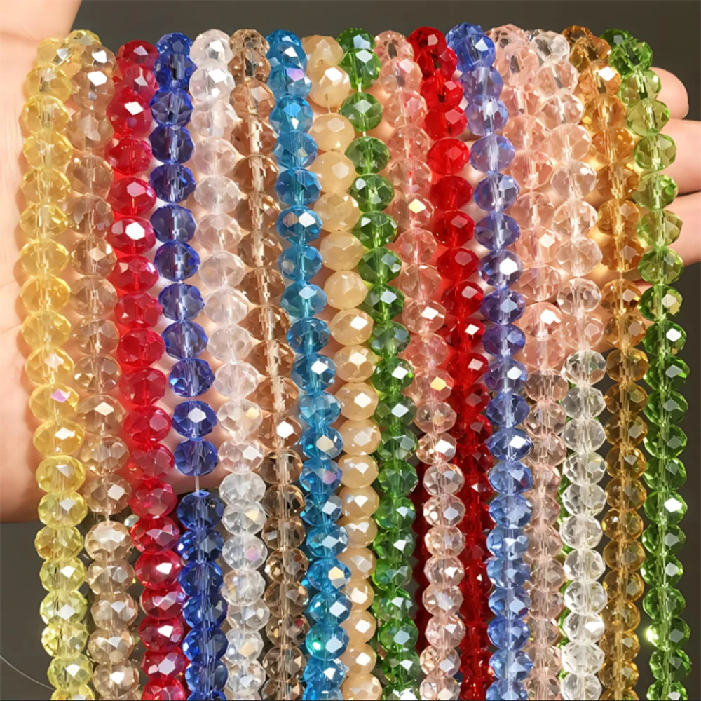 New jewelry accessories materials Rainbow mixed crystal multi-cut flat bead bracelet Mobile phone chain bag beaded diy pendant