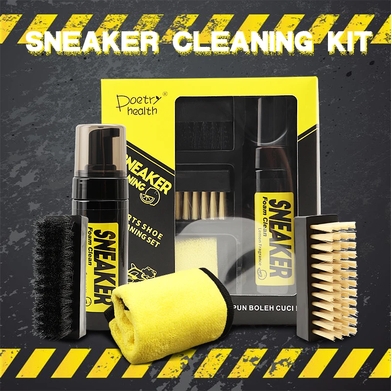 New Dry Cleaning Set for White Shoes 150ml Water-Free Foam Sneaker Cleaner with Brush and Cloth All in One Shoe Kit for Shoes