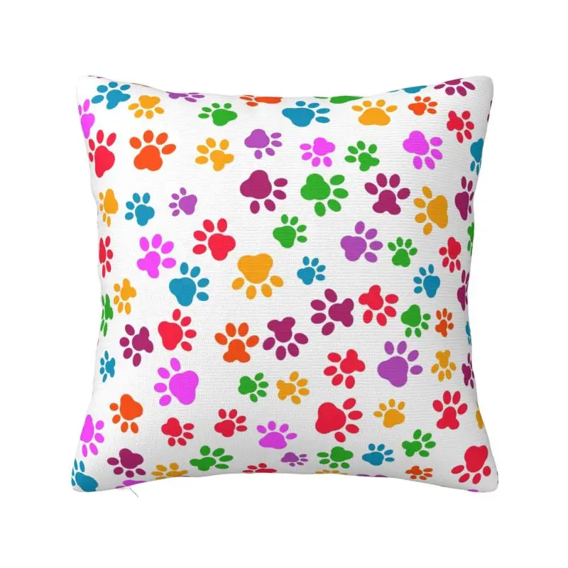 Colorful Animal Footprint Dog Paw Prints Cushion Cover 55*55 cm Velvet Throw Pillow Case for Living Room Bedding Sofa Pillowcase