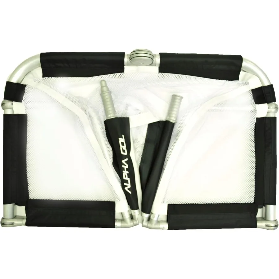 โกลฟุตบอลอลูมิเนียมพับได้พร้อมกระเป๋าสำหรับการฝึกซ้อมกีฬากลางแจ้งและเกม น้ำหนักเบา ทนทาน ติดตั้งง่ายและขนย้ายสะดวก