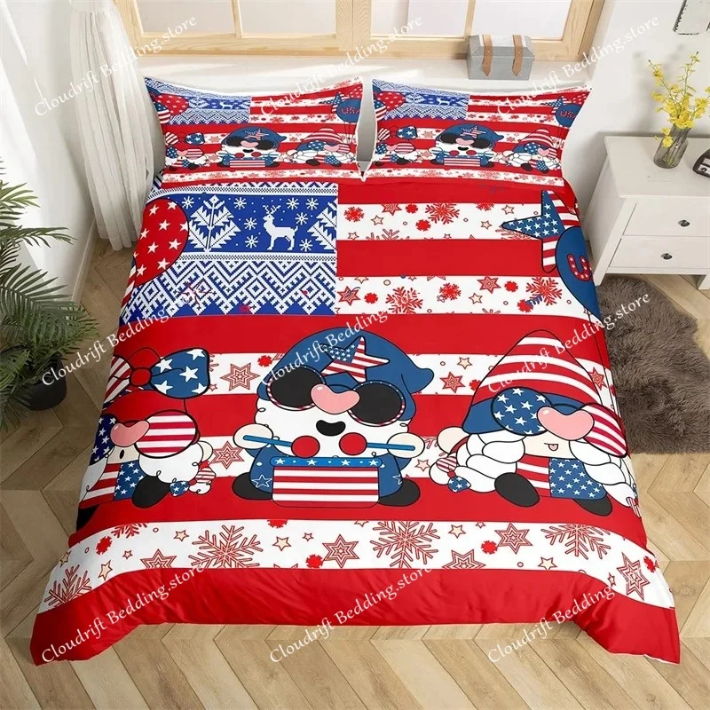 Kids Cartoon Bee Gnomes Duvet Cover King Size White Daisy Floral Bedding Set Cute Honey Bee Comforter Cover For Boys Girls Room