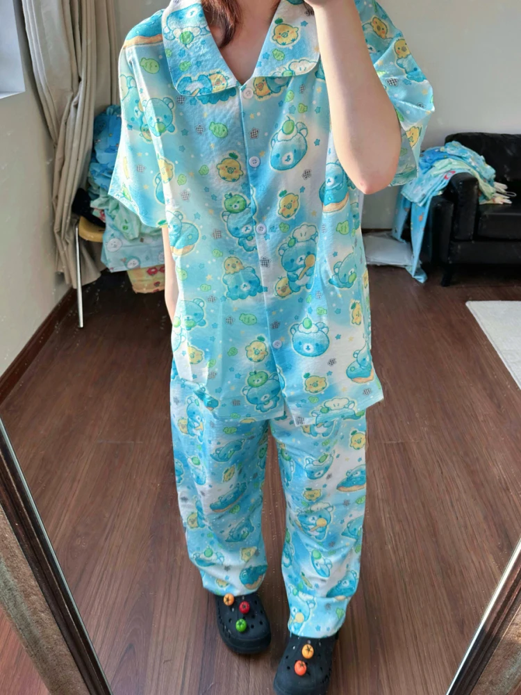 

Summer New Easy Bear Bubble Cotton Pajamas Women's ort Sve orts Pants Cartoon Little Yellow Chien Home Clothes