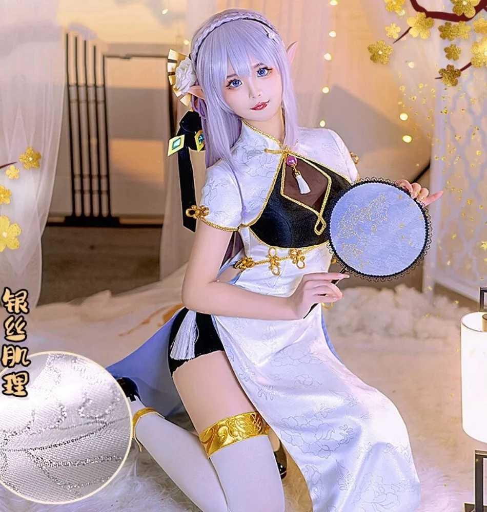 

COWOWO Re:Life Emilia Qipao Women Cosplay Costume Cos Game Anime Party Uniform Hallowen Play Role Clothes Clothing