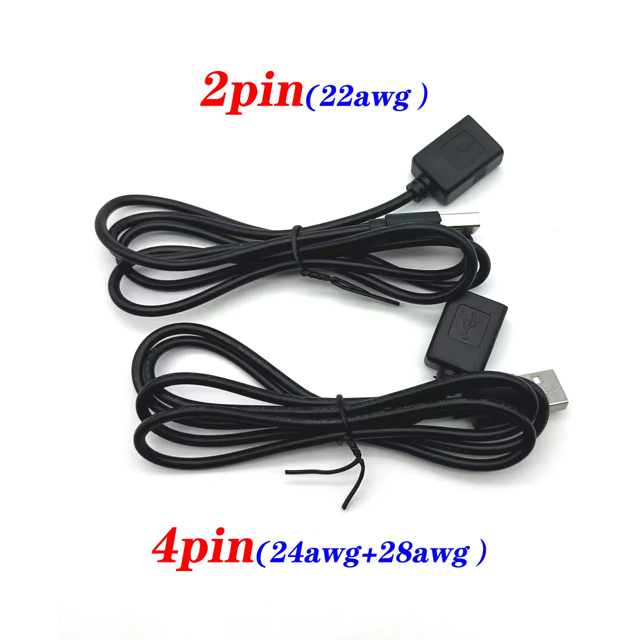 10pcs USB male and female extension cable 2pin4pin durable and long-lasting black USB male and female data cable extension cable