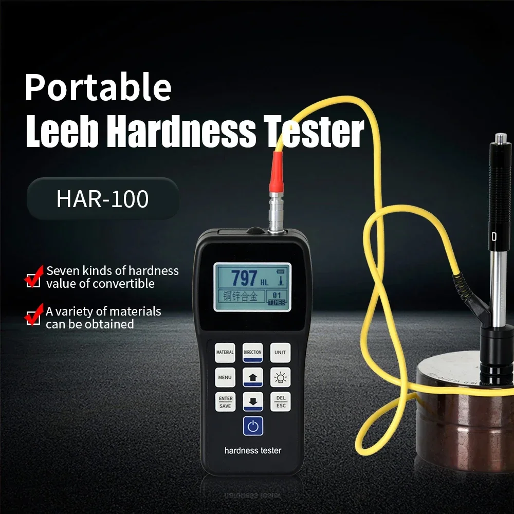 Leeb Hardness Tester Portable Rebound Meter Durometer HL、HB、HRB、HRC、HRA、HV、HS for Metal Steel HAR-100