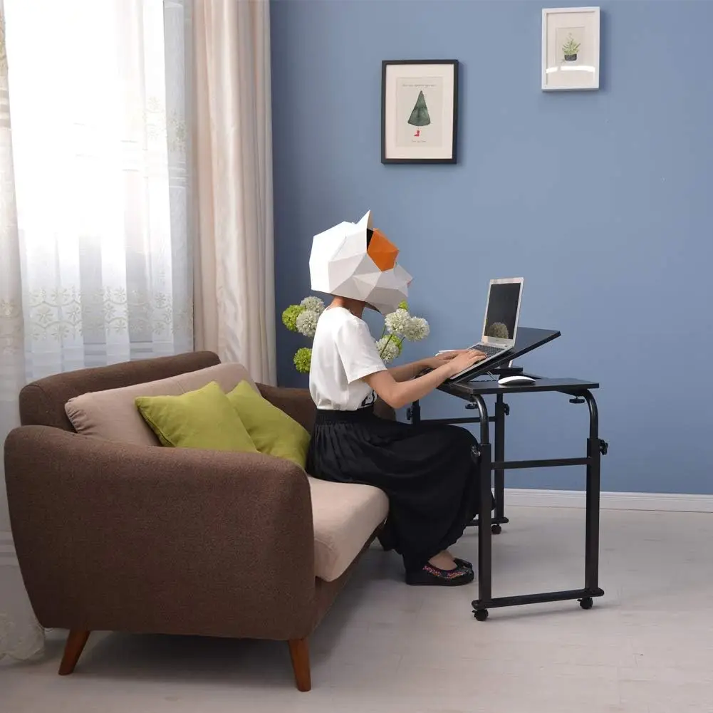 Adjustable Overbed Table with Wheels, Height & Length Adjustable, Tilt Board for Laptop Desk, Hospital Home Use