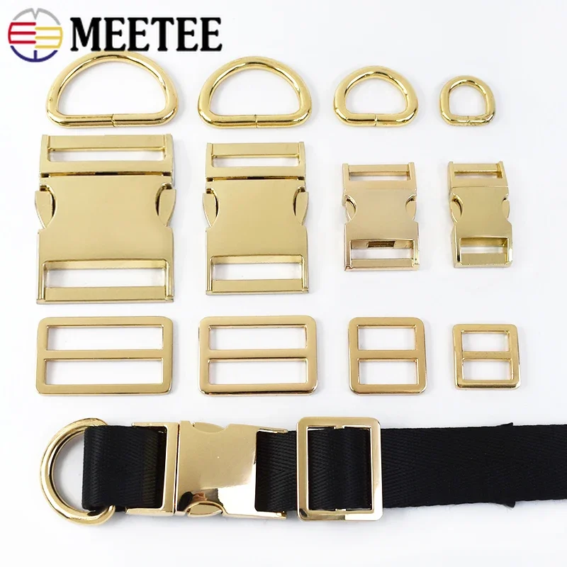 2/5Sets 15-38mm Metal Quick Release Buckles D Ring Connector Hook Bag Strap Tri-Glide Clasp Dog Collar DIY Hardware Accessories